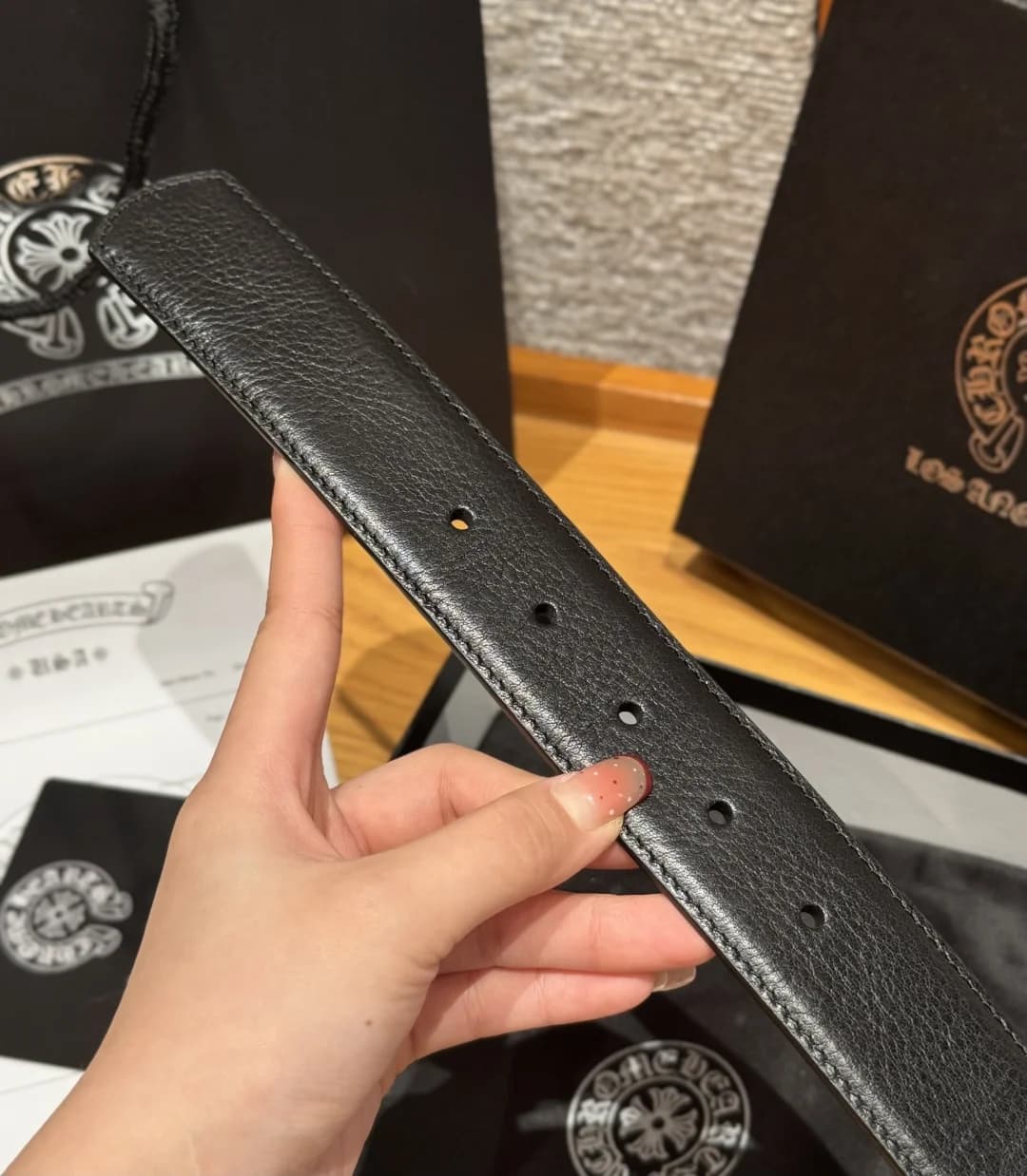 Кончик кожаного ремня Chrome Hearts с отверстиями для регулировки