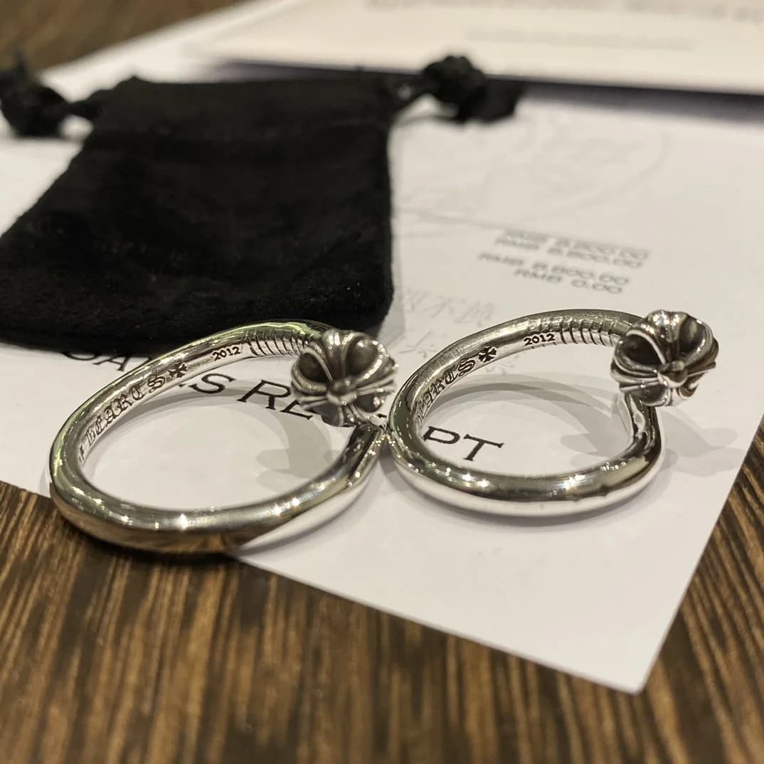 Два серебряных кольца Chrome Hearts Nail с готическими гравировками