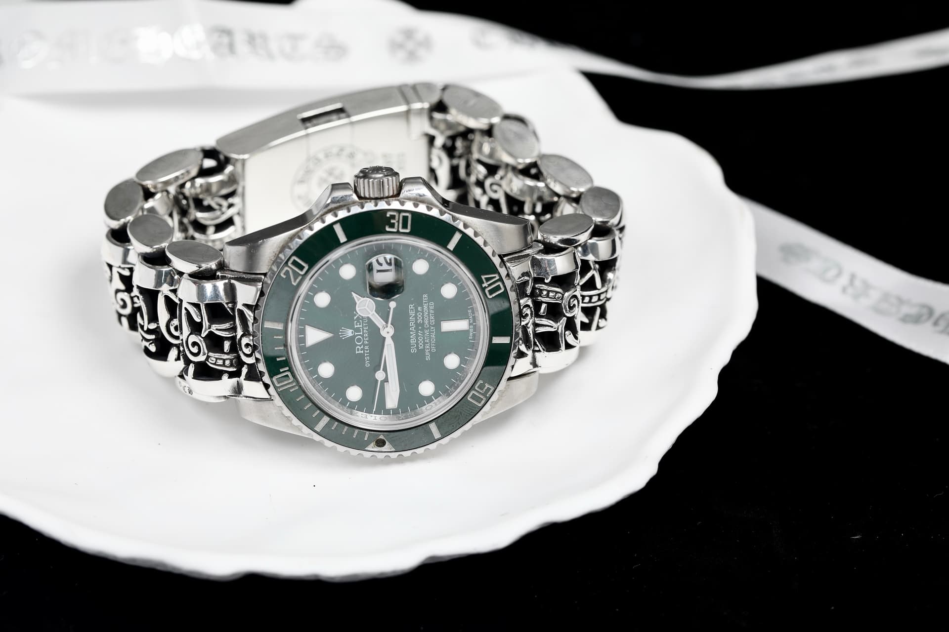 Серебряный браслет для часов Chrome Hearts, общий вид