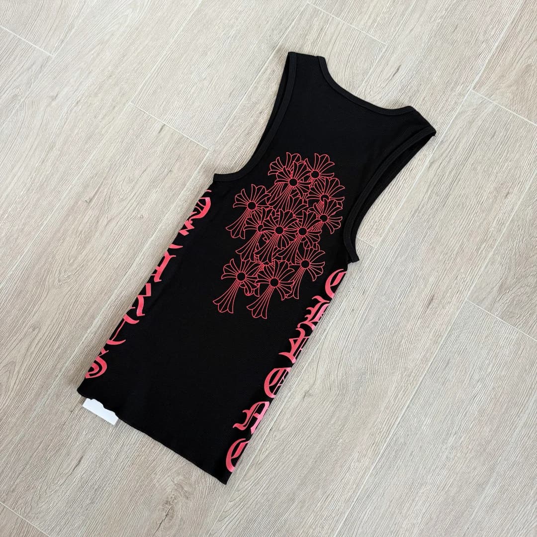 Спинка черной майки Chrome Hearts с принтом