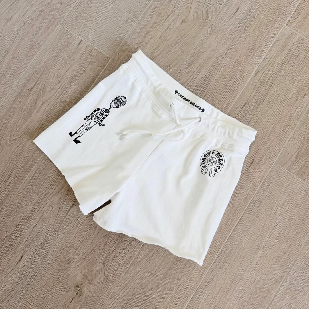 Белые трикотажные шорты Chrome Hearts с принтом под углом