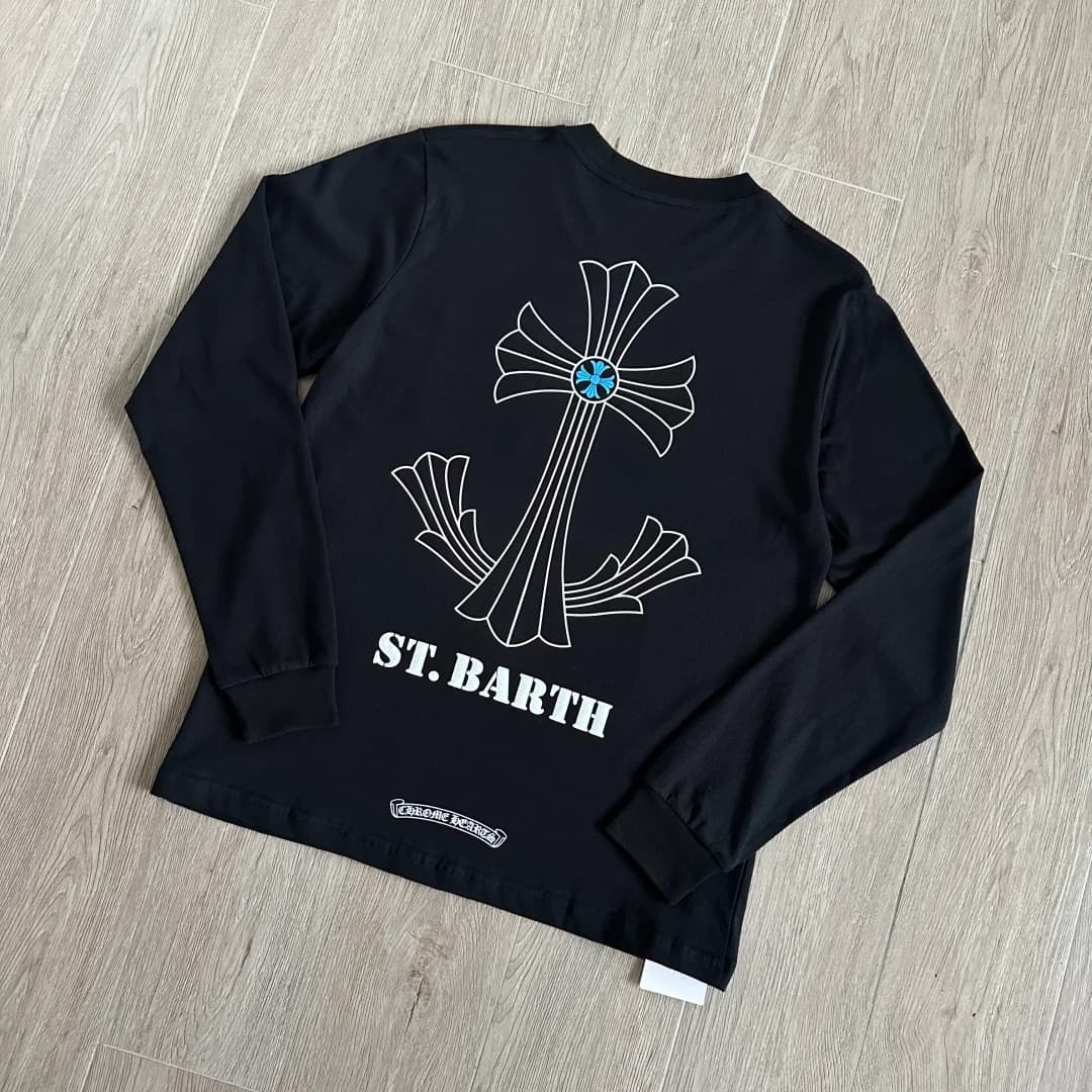 Черный лонгслив Chrome Hearts ST. Barth сзади под углом