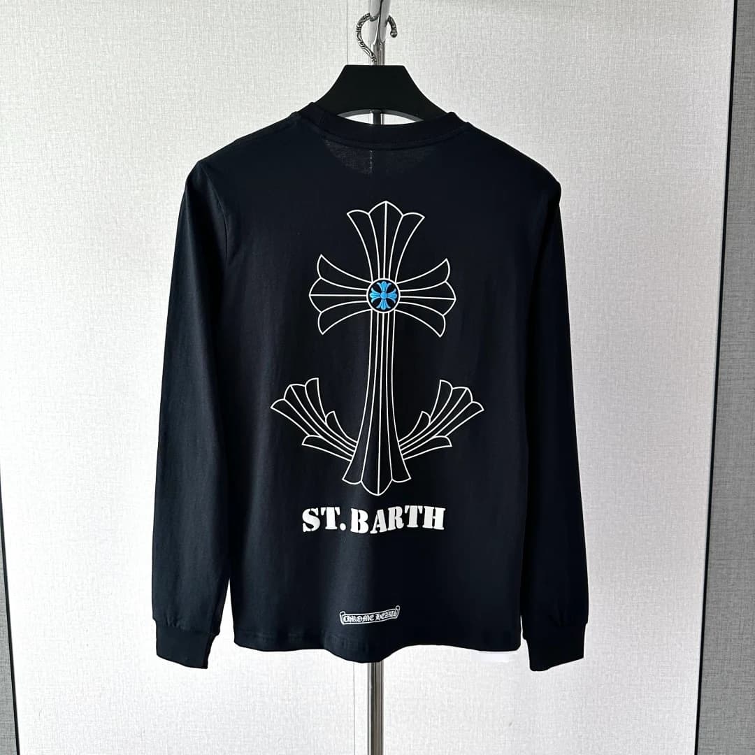 Черный лонгслив Chrome Hearts ST. Barth на вешалке, вид сзади