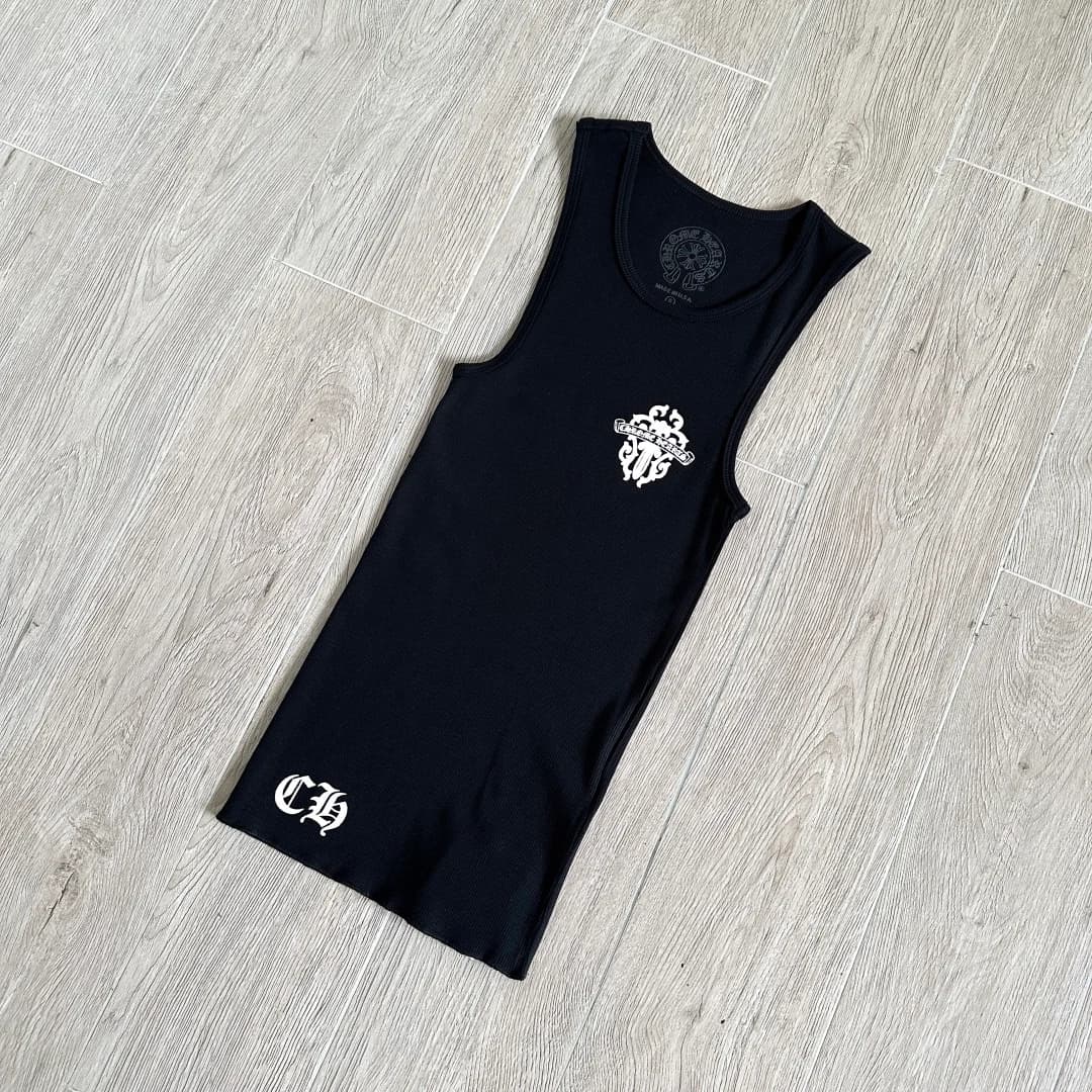 Черная трикотажная майка Chrome Hearts в рубчик