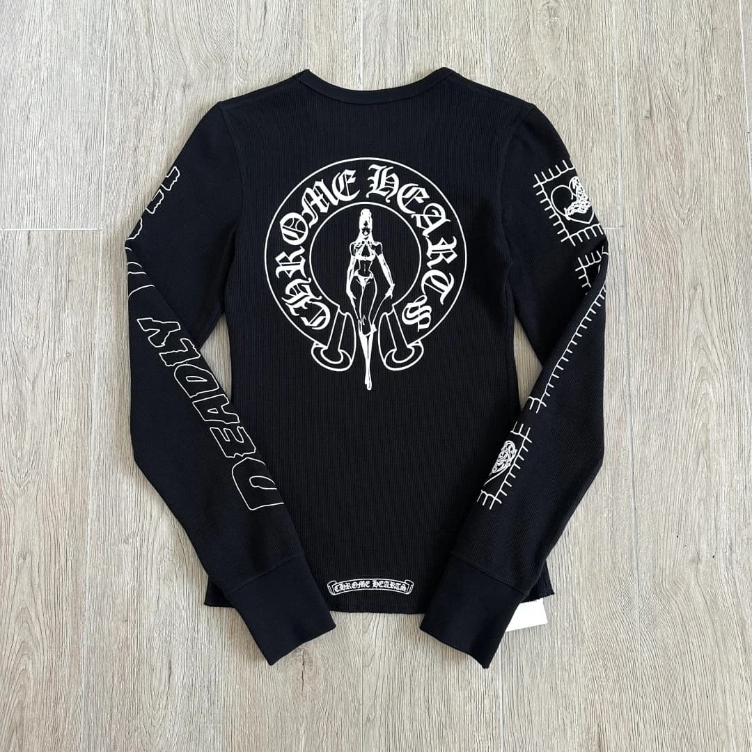 Черный лонгслив Chrome Hearts Deadly Doll, вид сзади
