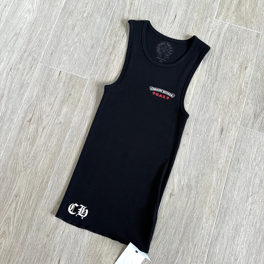 Черное трикотажное платье-майка Chrome Hearts под углом