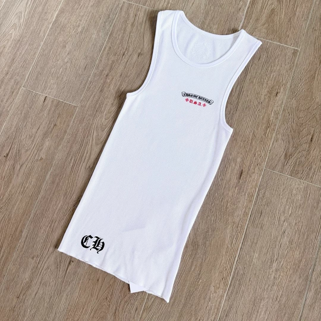 Белое трикотажное платье-майка Chrome Hearts под углом
