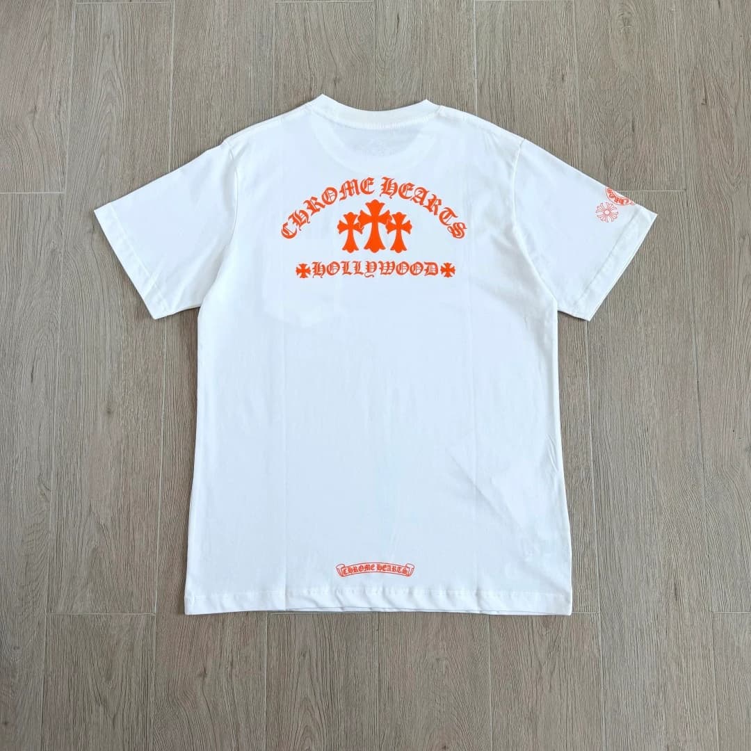 Белая футболка Chrome Hearts сзади