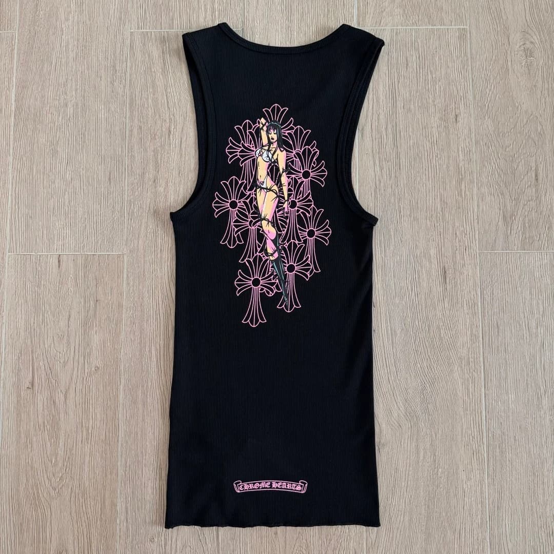 Черное платье-майка Chrome Hearts Deadly Doll, вид сзади под углом