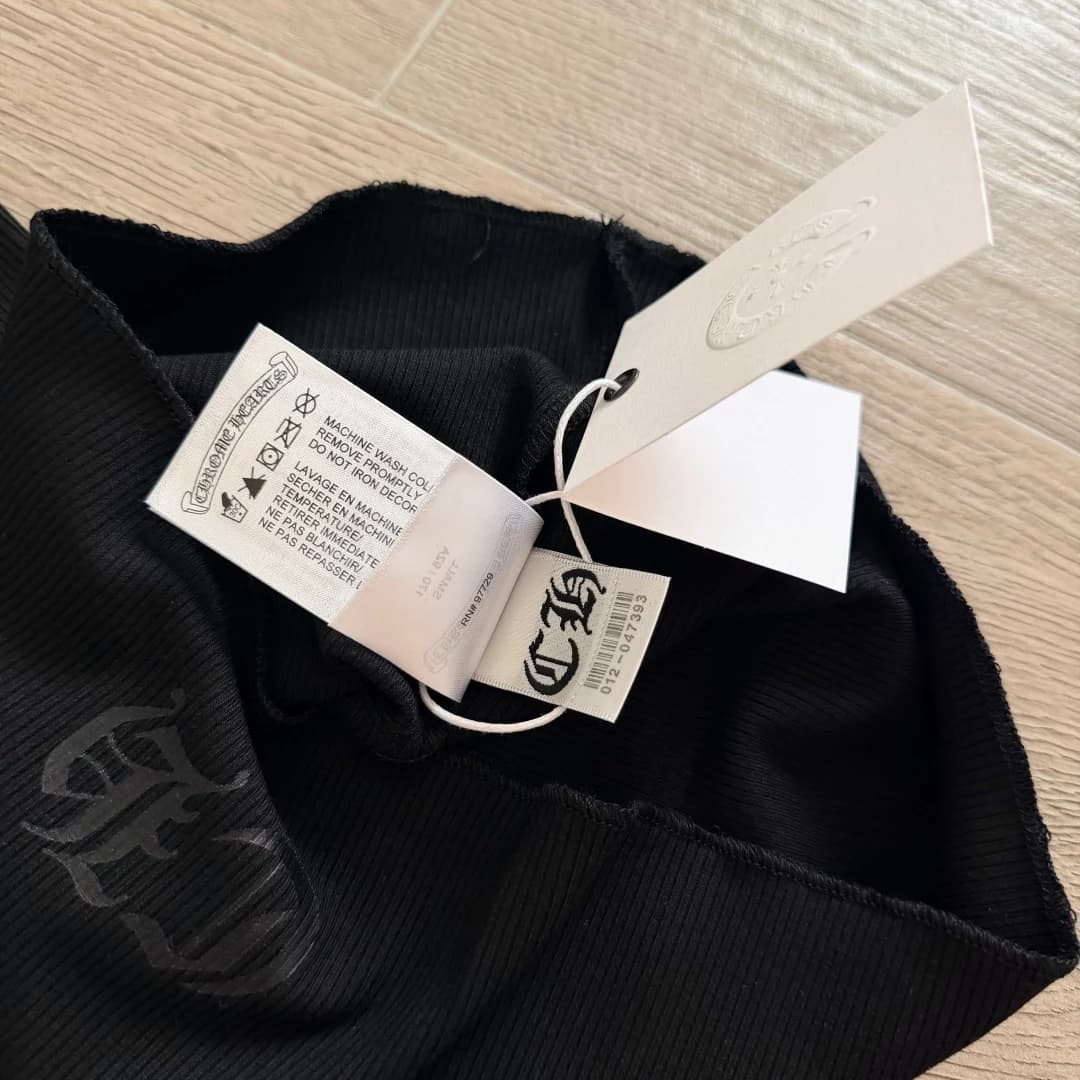 Внутренние бирки черного платья-майки Chrome Hearts Deadly Doll