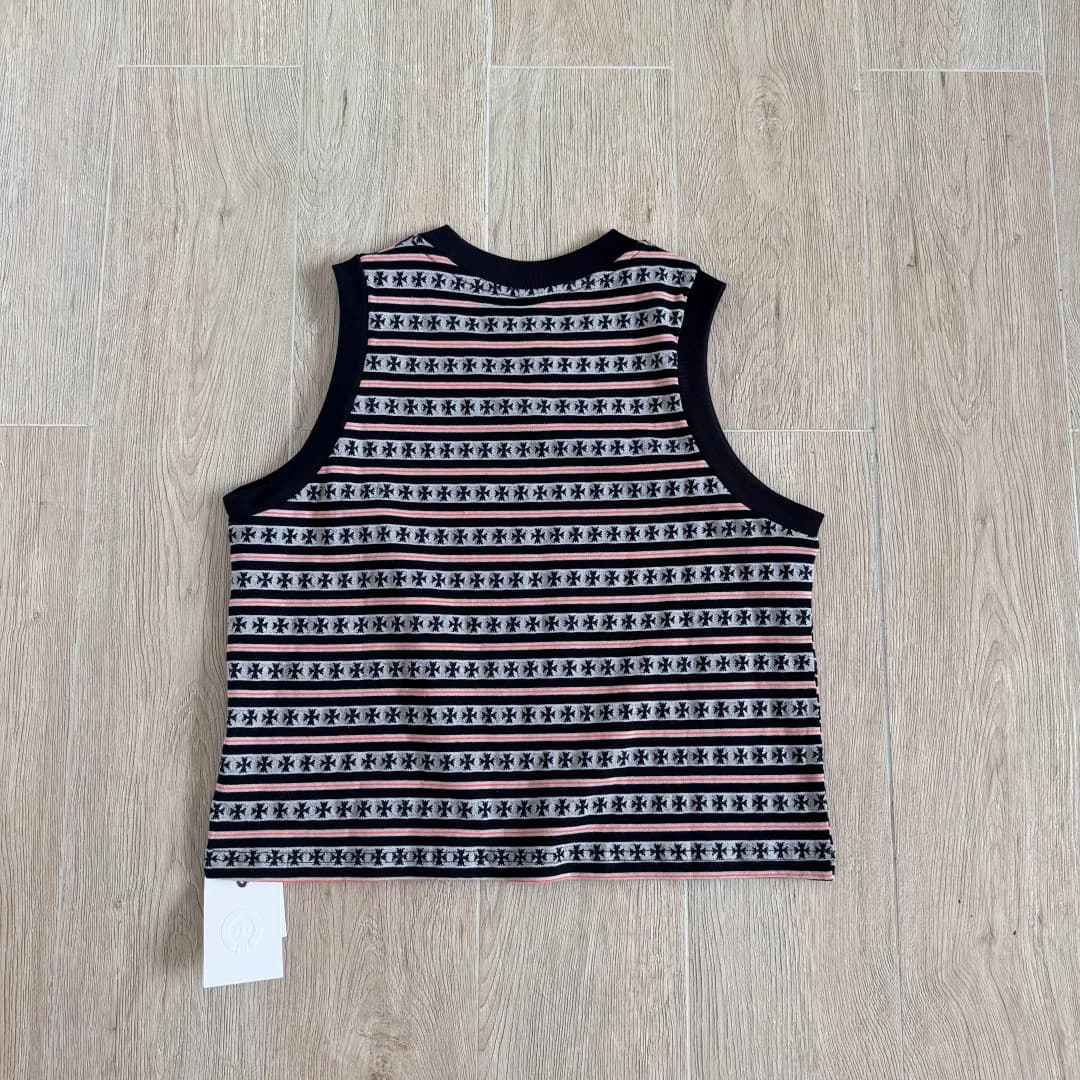 Черный топ Chrome Hearts в полоску, вид сзади