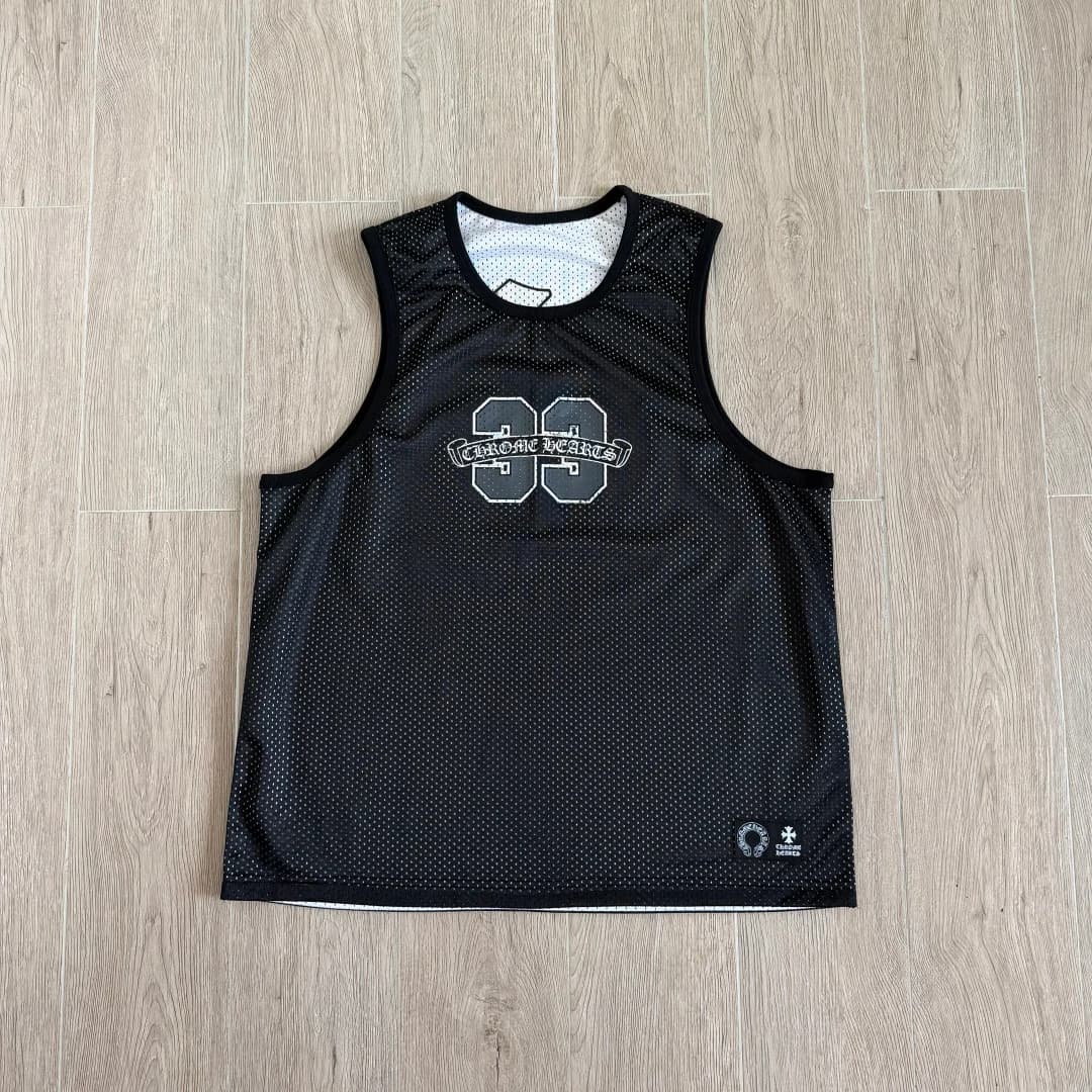 Двусторонняя майка Chrome Hearts, черная сторона, вид спереди