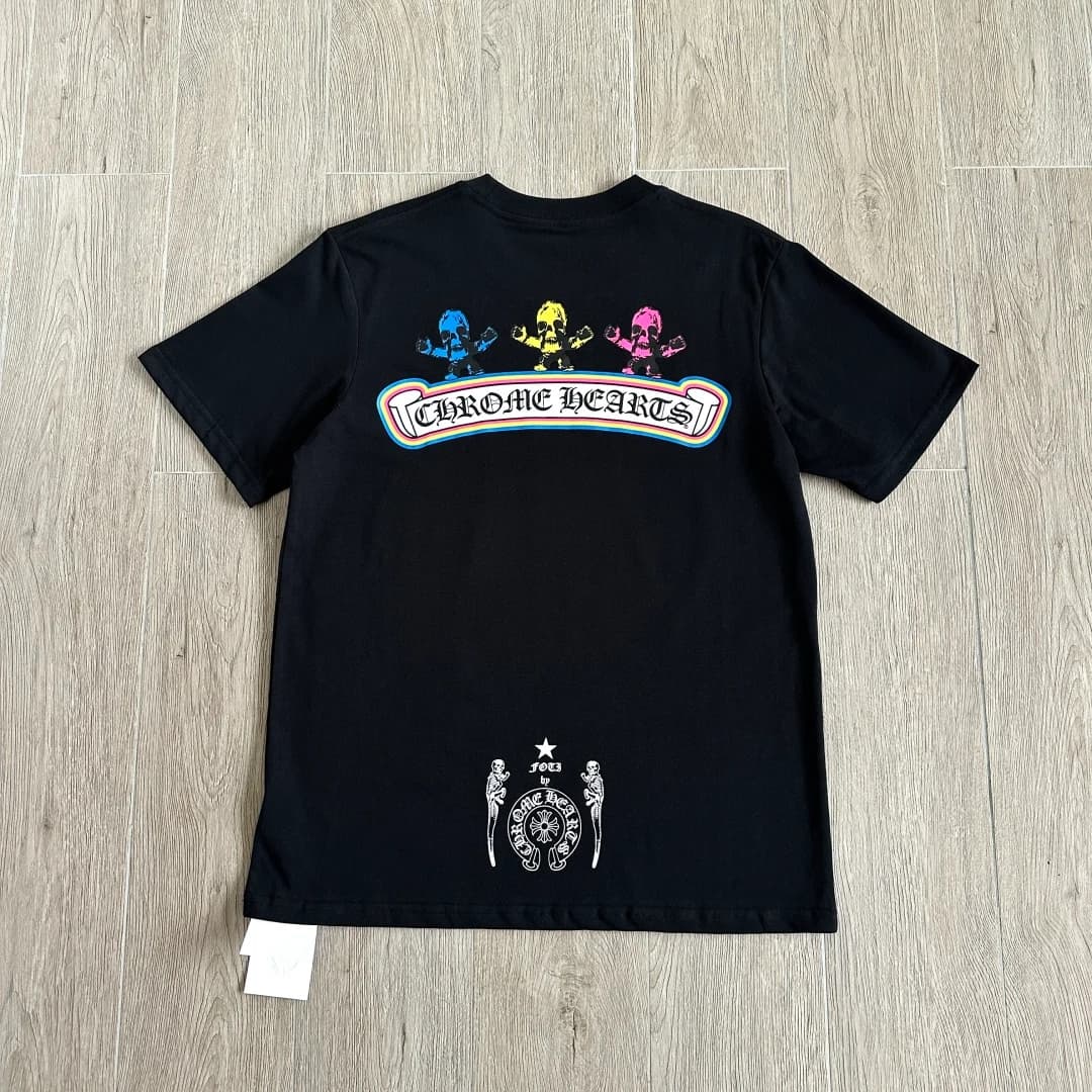 Черная футболка Chrome Hearts Foti Skull, вид сзади