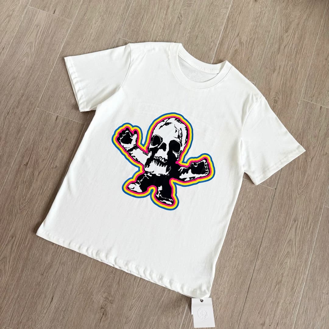Белая футболка Chrome Hearts Foti Skull под углом