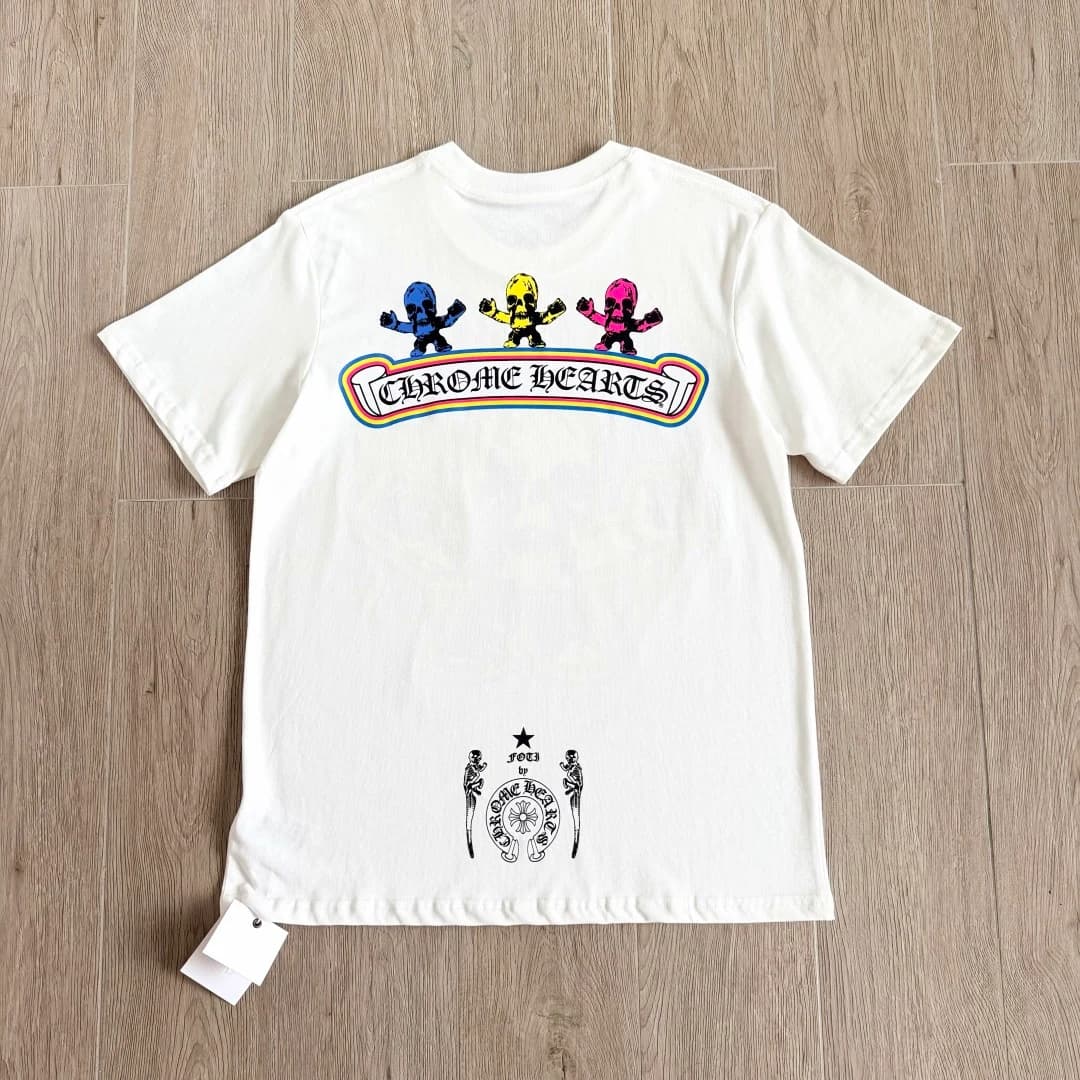 Белая футболка Chrome Hearts Foti Skull, вид сзади