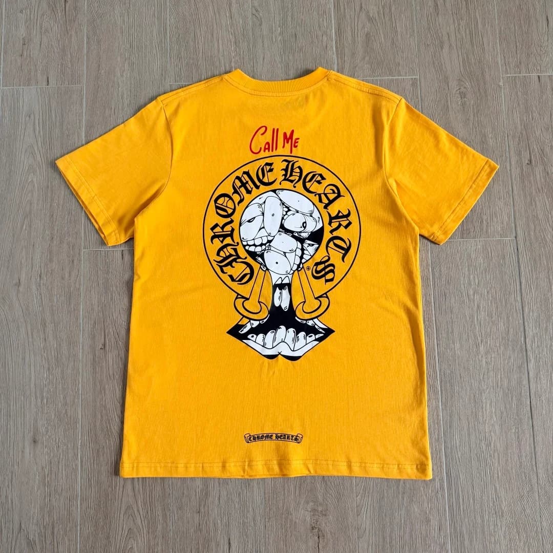 Жёлтая футболка Chrome Hearts сзади