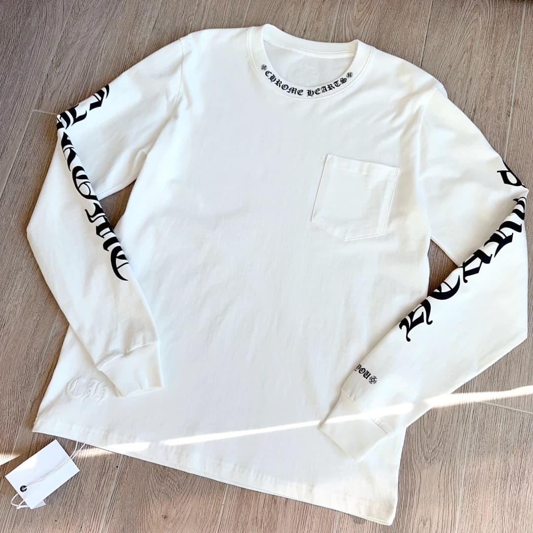 Белый хлопковый лонгслив Chrome Hearts, общий вид