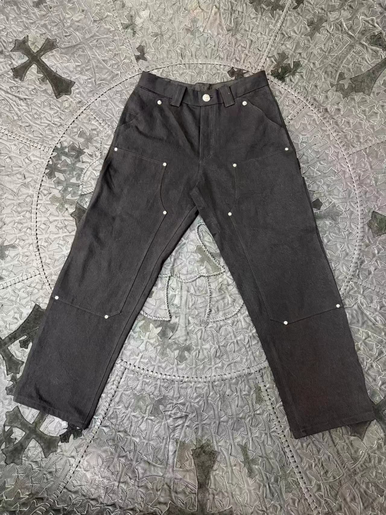 Черные брюки Chrome Hearts Double Knee, вид спереди