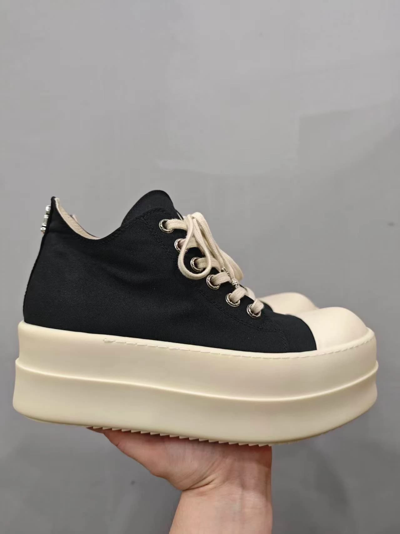 Черные кеды Chrome Hearts x Rick Owens DRKSHDW на платформе, вид сбоку