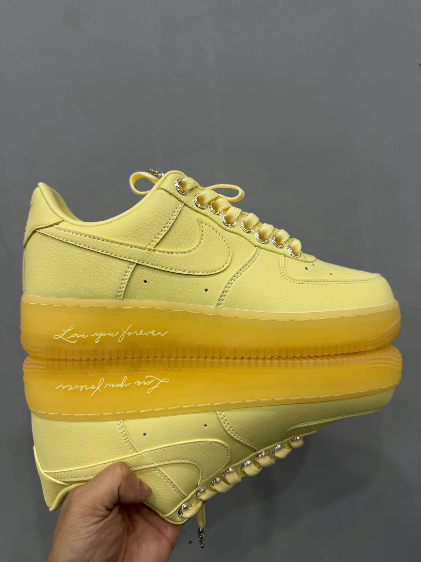 Желтые кроссовки Chrome Hearts x Nike x Nocta Air Force 1 Low, вид сверху