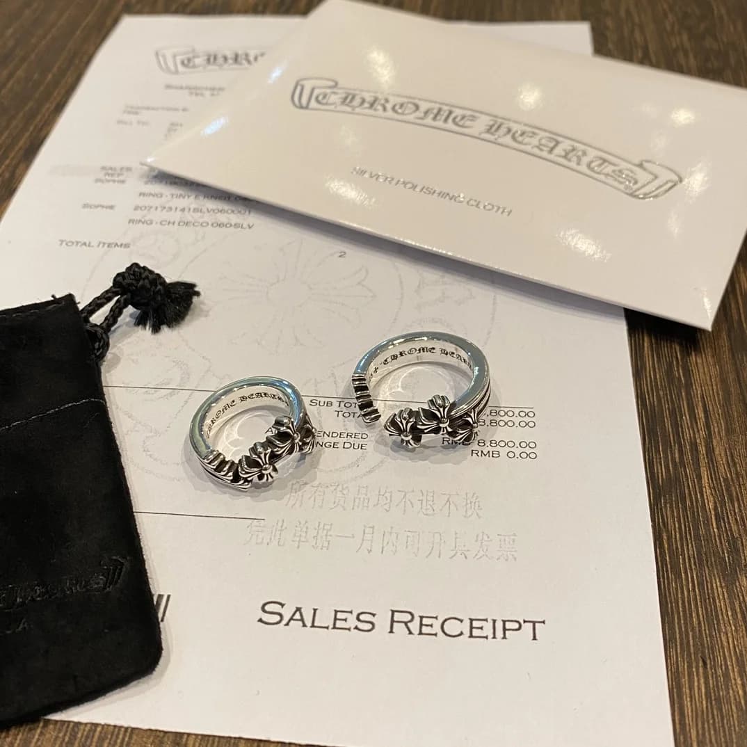 Серебряное кольцо Chrome Hearts в комплекте с документами и чехлом