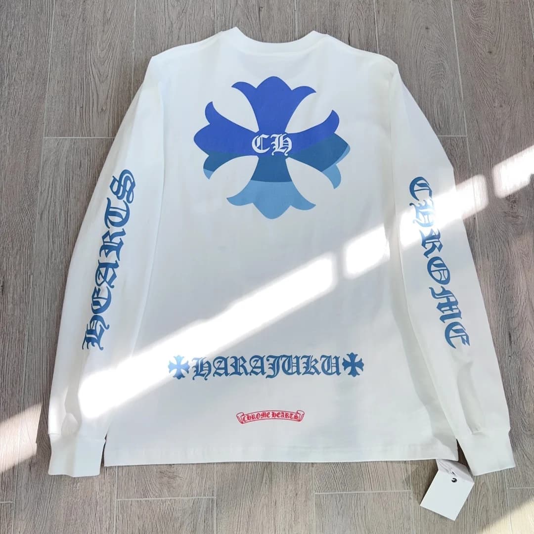 Белый лонгслив Chrome Hearts Harajuku Limited, вид со спины
