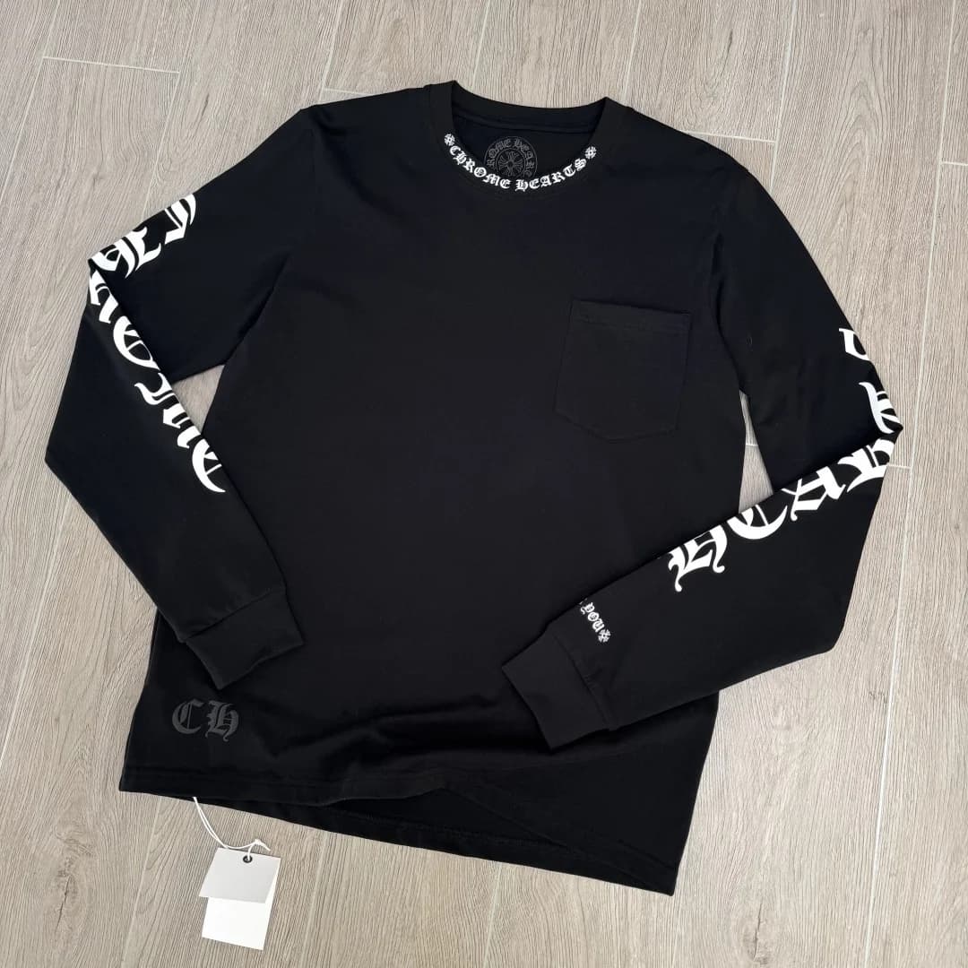 Черный хлопковый лонгслив Chrome Hearts, общий вид