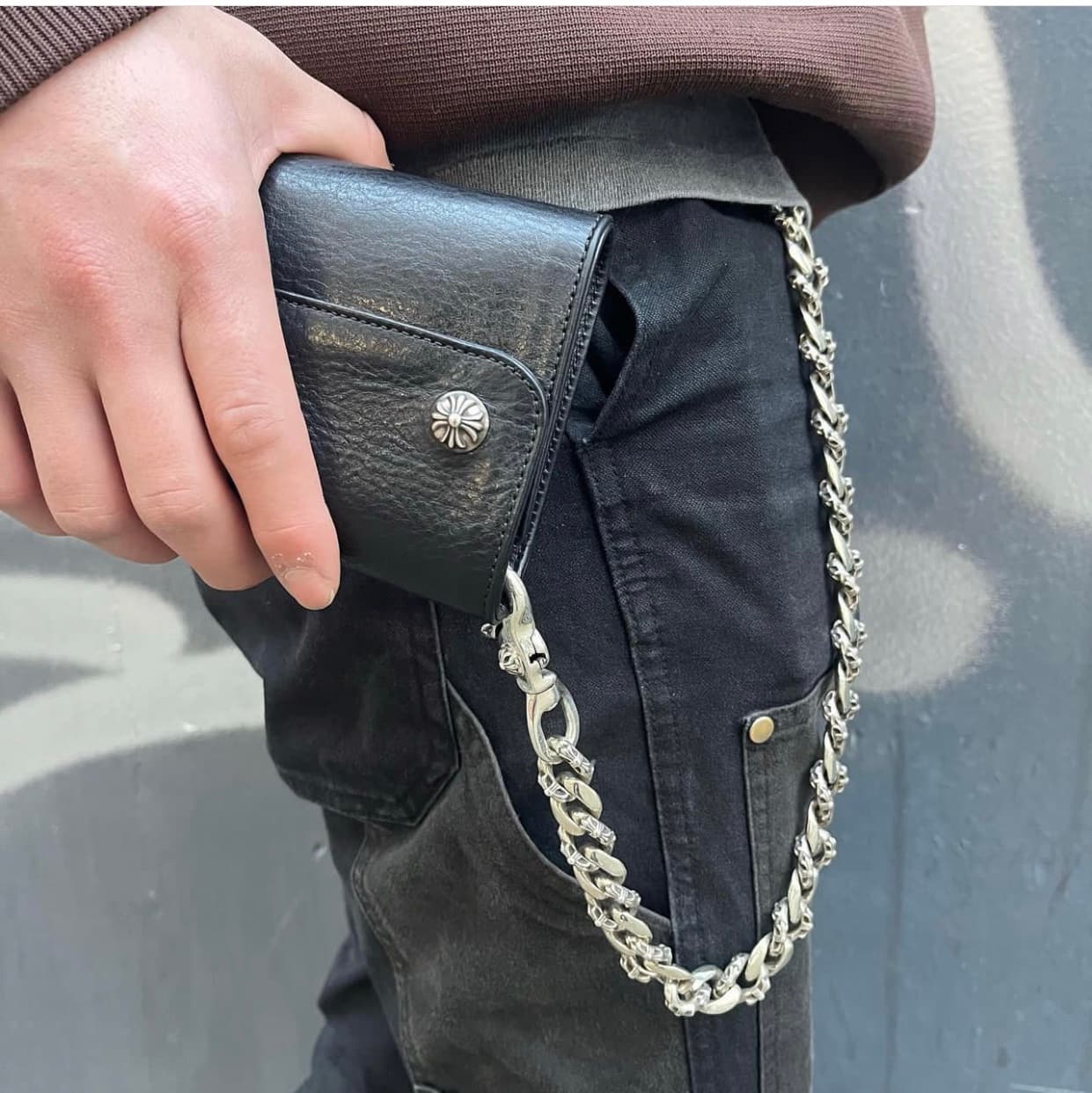 Серебряная цепь для сумки и брюк Tiny CH Cross