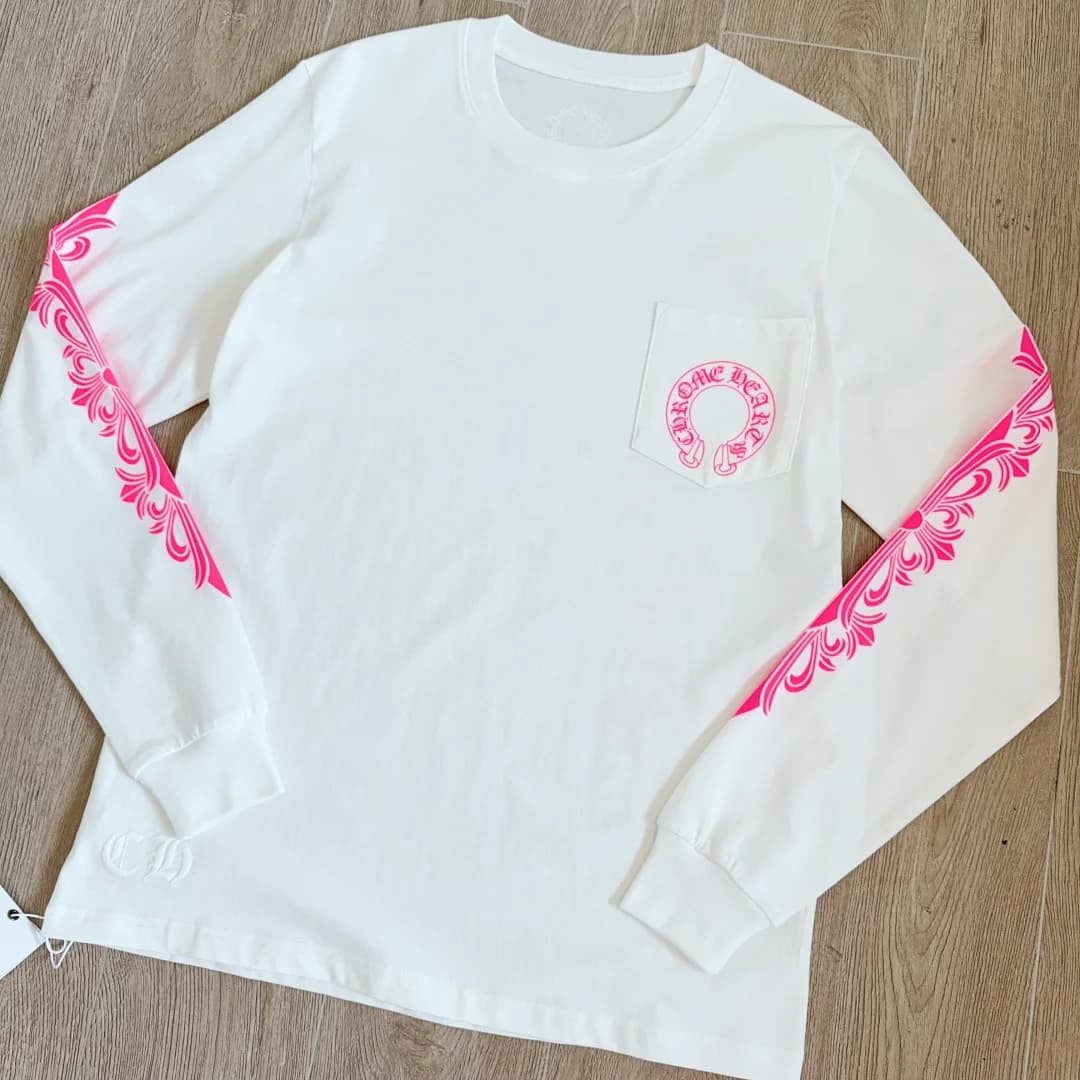 Белый хлопковый лонгслив Chrome Hearts, вид спереди