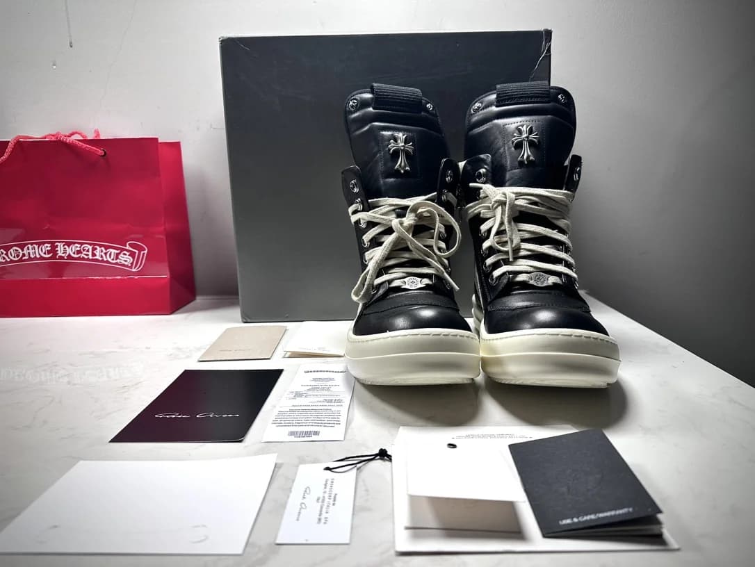 Кеды Chrome Hearts x Rick Owens Geobasket, вид спереди