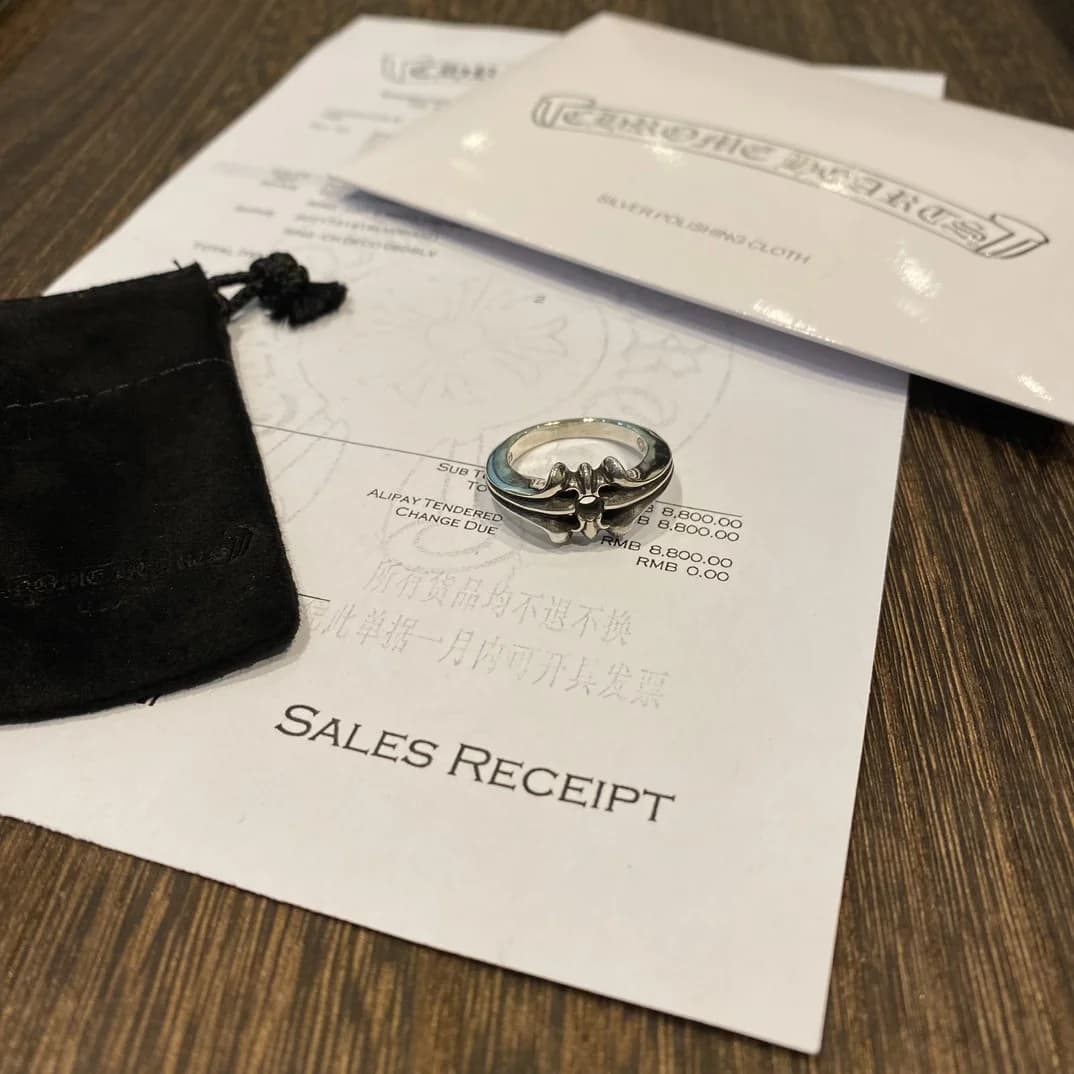 Серебряное кольцо Chrome Hearts в комплекте с фирменным чехлом и чеком