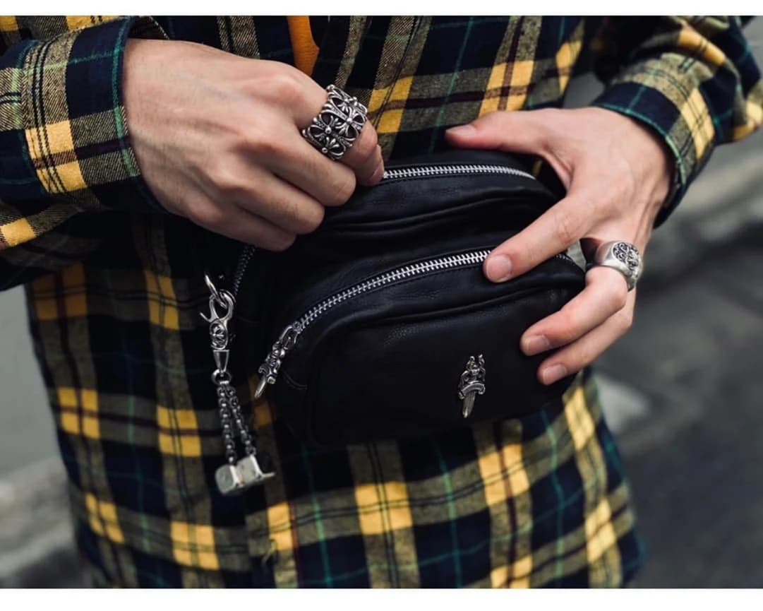 Регулируемый кожаный ремень сумки Chrome Hearts
