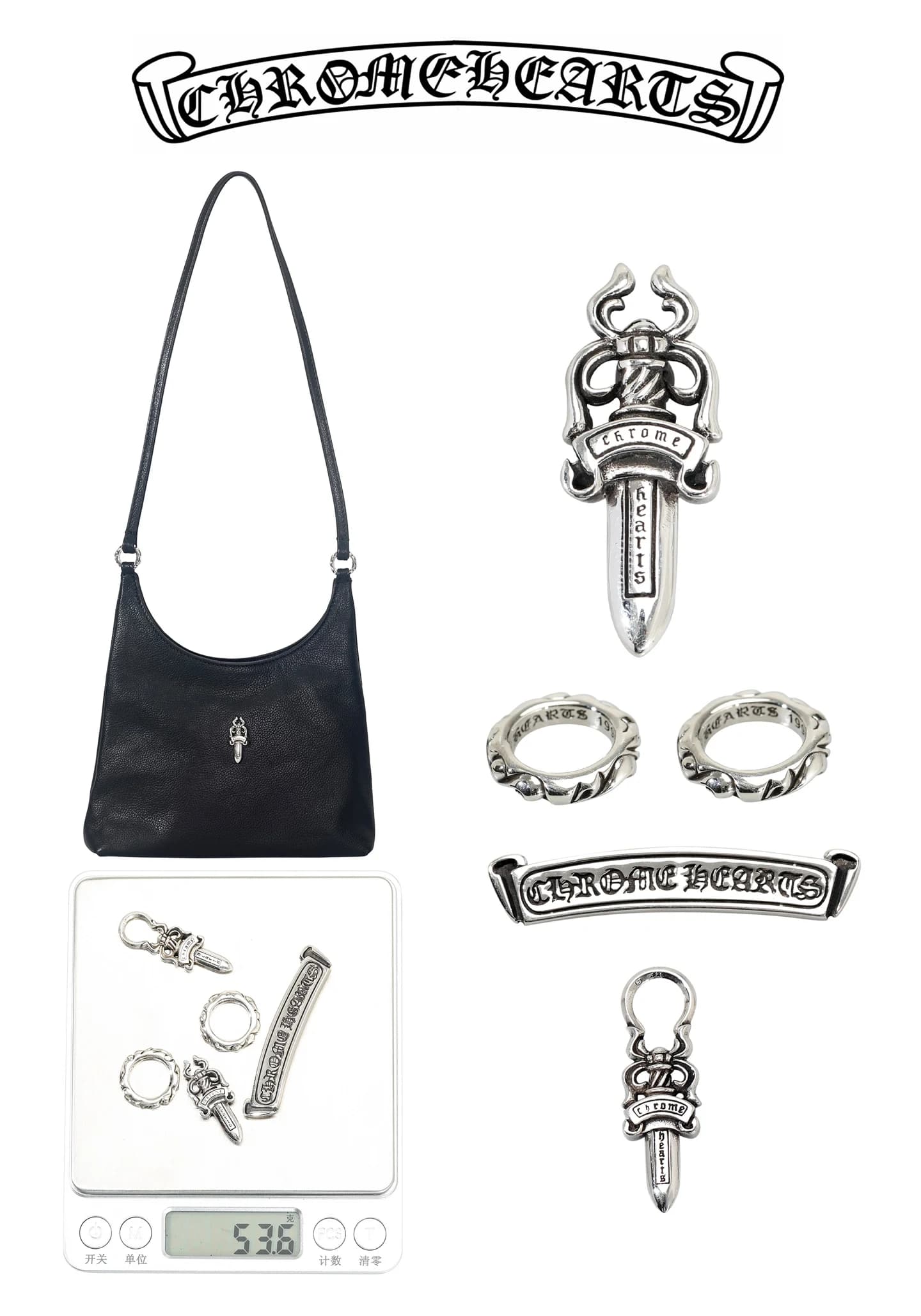 Вид спереди на сумку Chrome Hearts