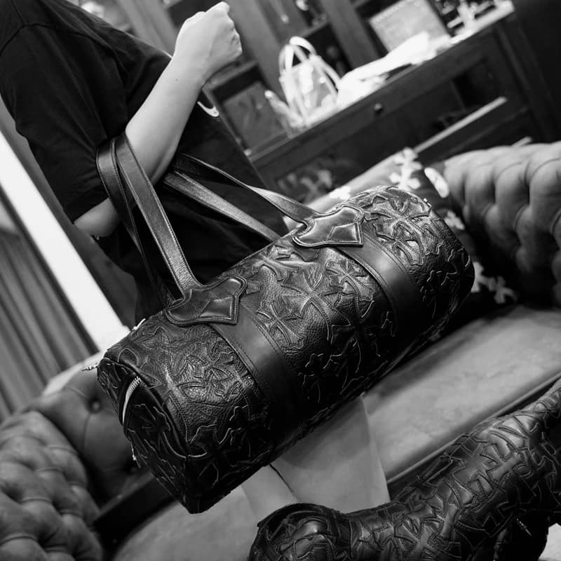 Черная кожаная дорожная сумка Chrome Hearts