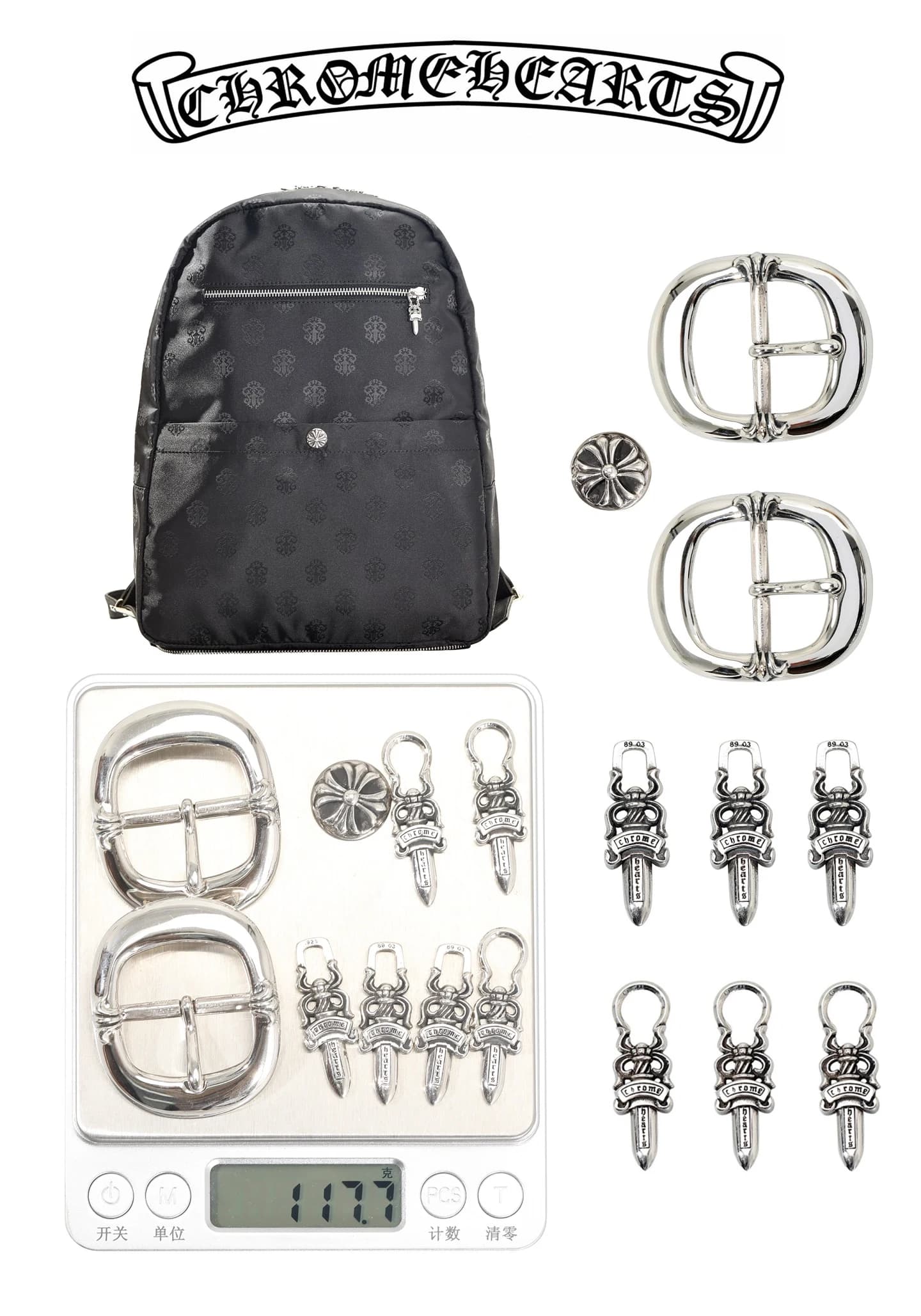 Черный рюкзак Chrome Hearts с жаккардовым узором