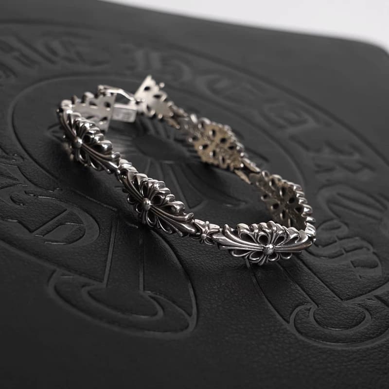Серебряный браслет Chrome Hearts с двойными крестами