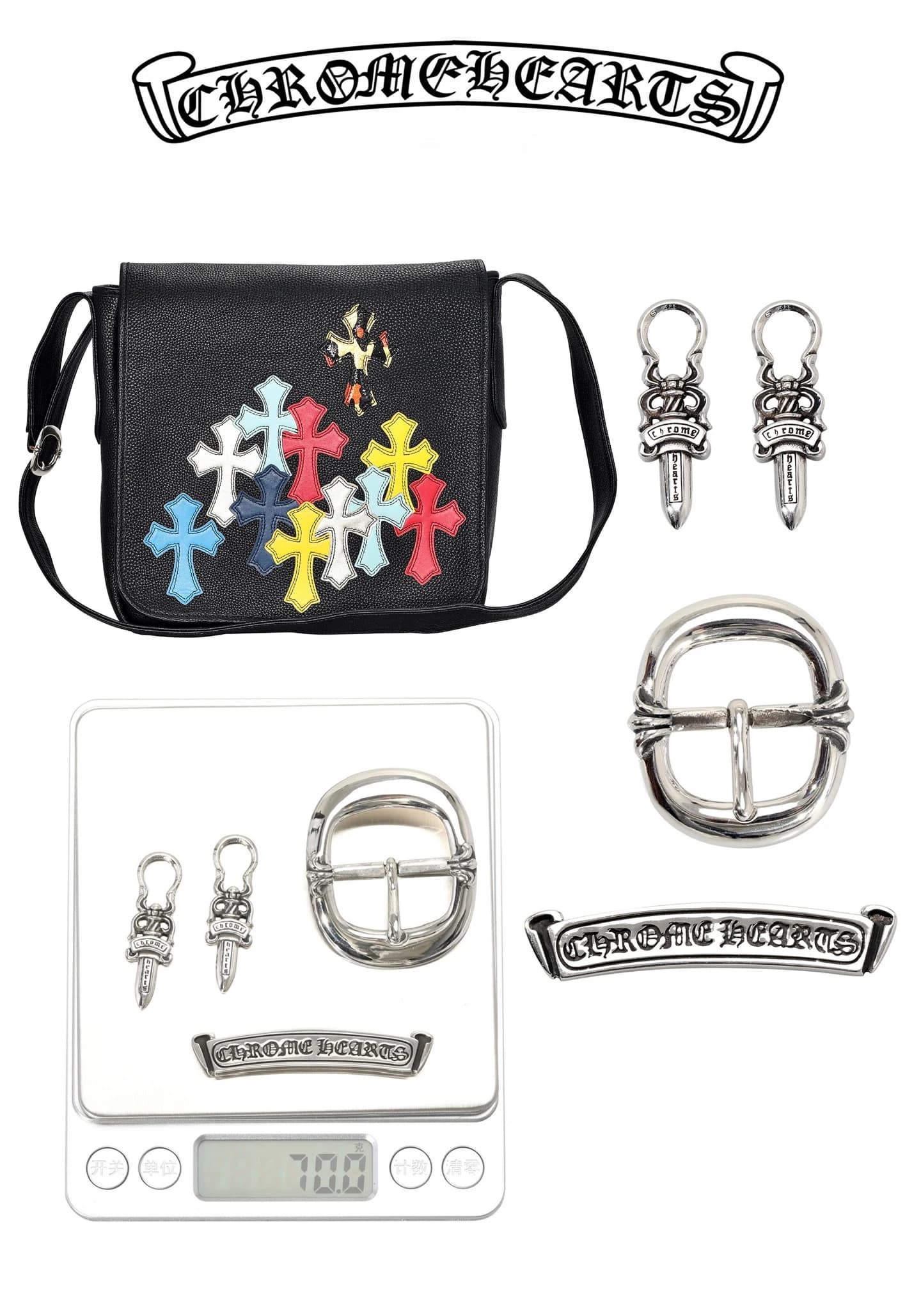 Серебряная молния с гравировкой Chrome Hearts