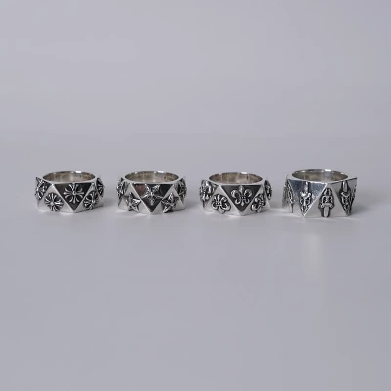 Серебряное кольцо Chrome Hearts Pentagon BS Fleur