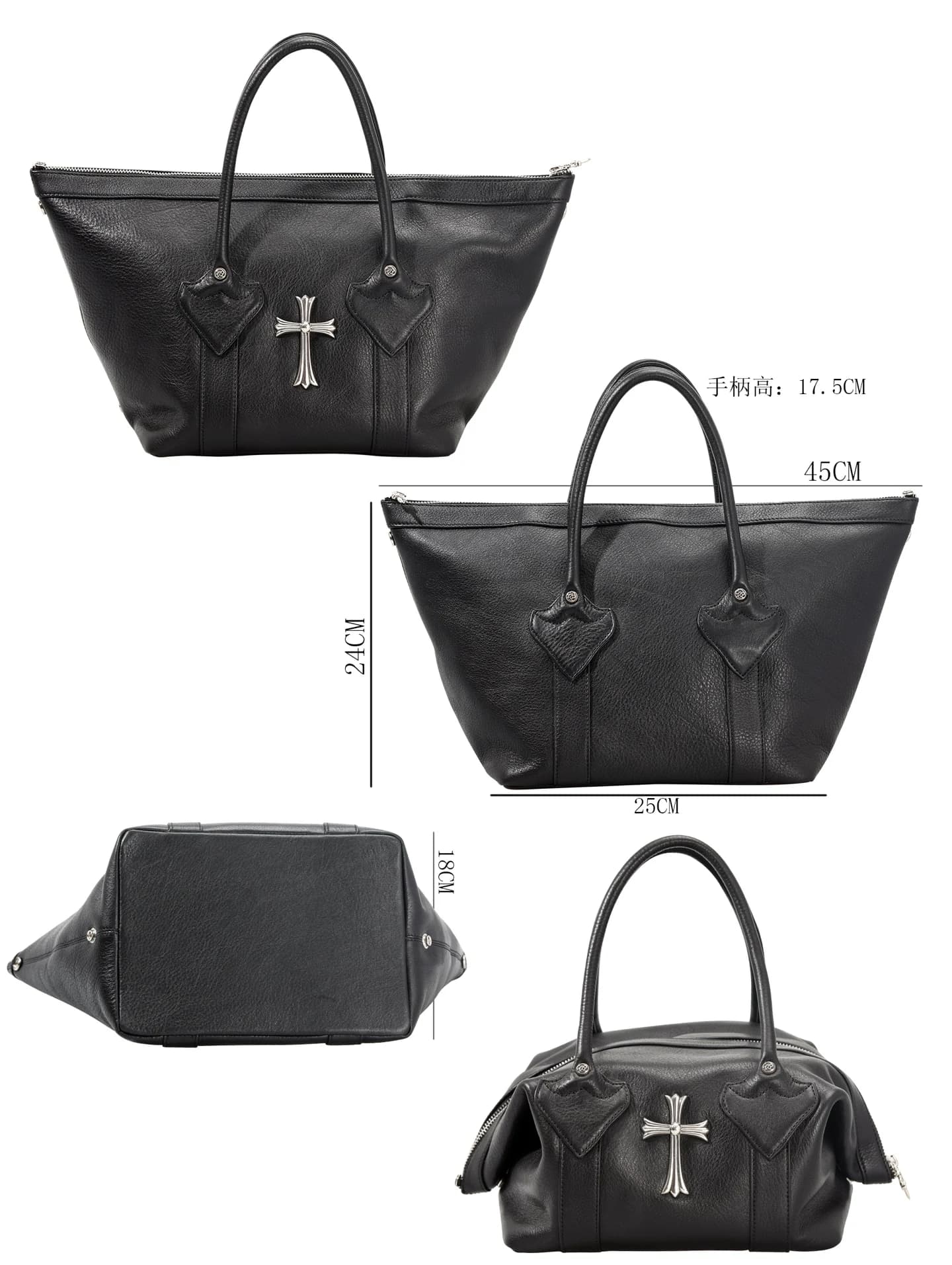 Вид сверху на открытую сумку Chrome Hearts