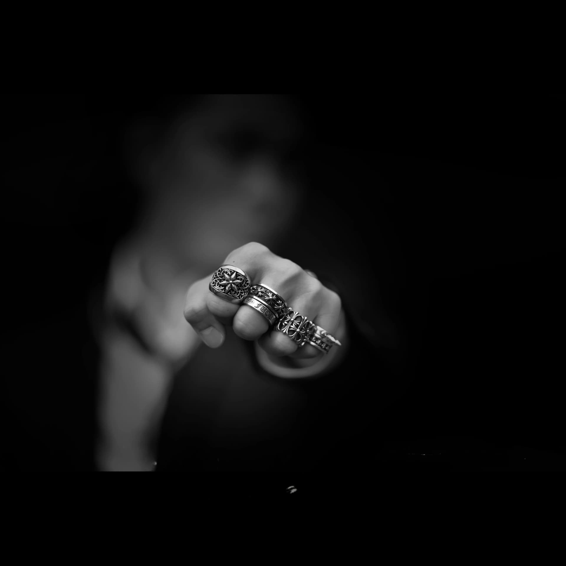 Серебряное кольцо Chrome Hearts с черненым узором BS Fleur