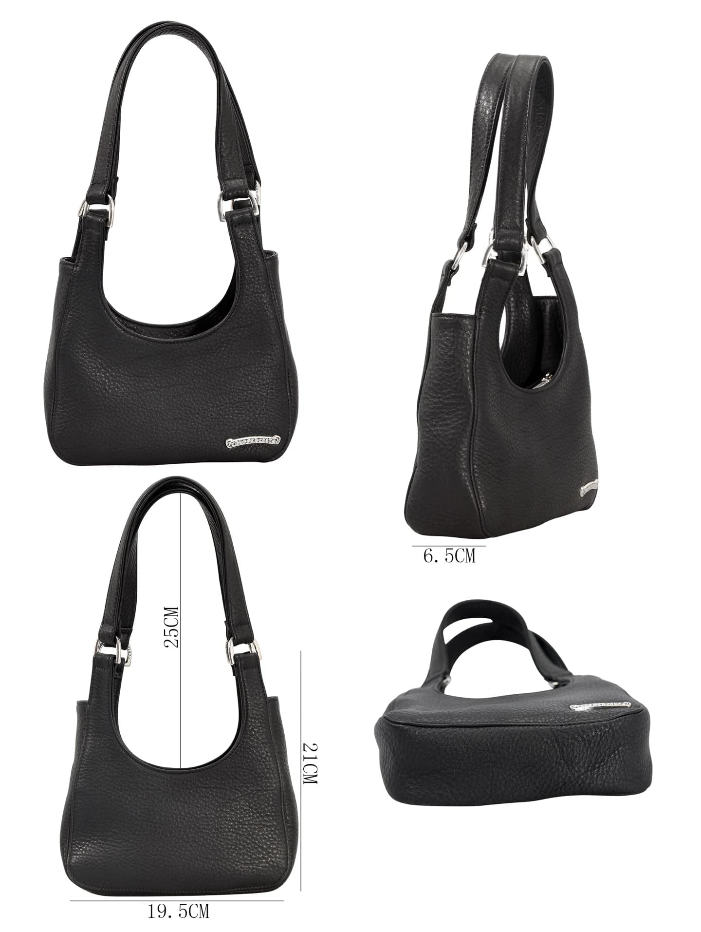 Серебряная фурнитура на чёрной сумке Chrome Hearts