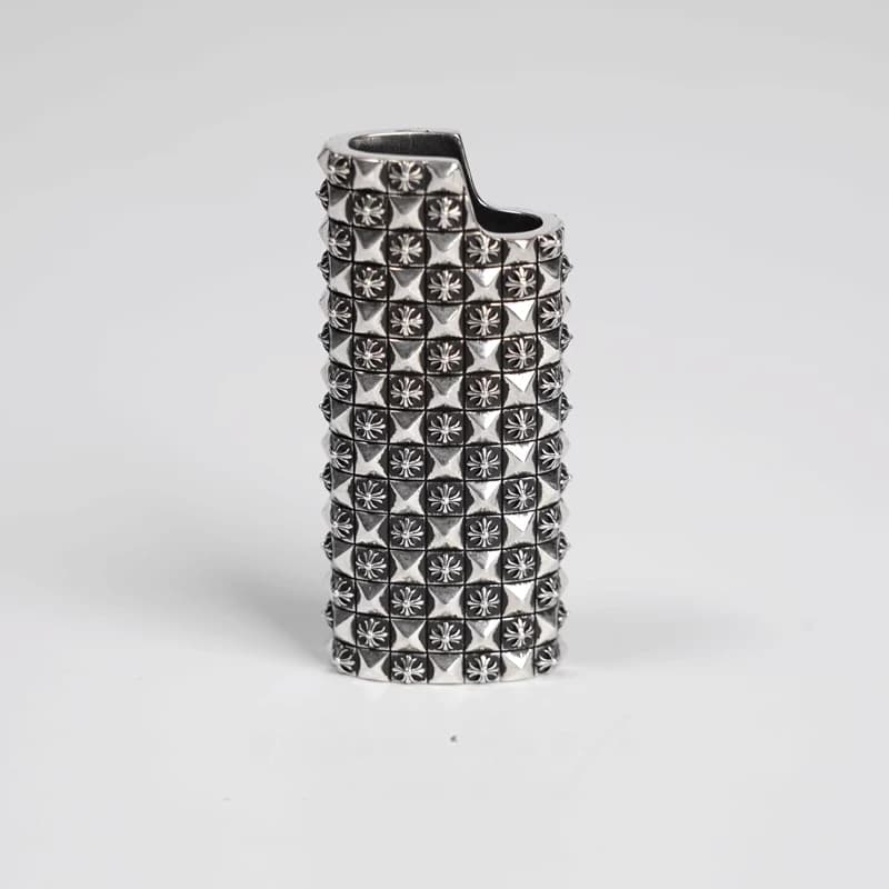 Серебряный чехол для зажигалки Chrome Hearts с гравировкой
