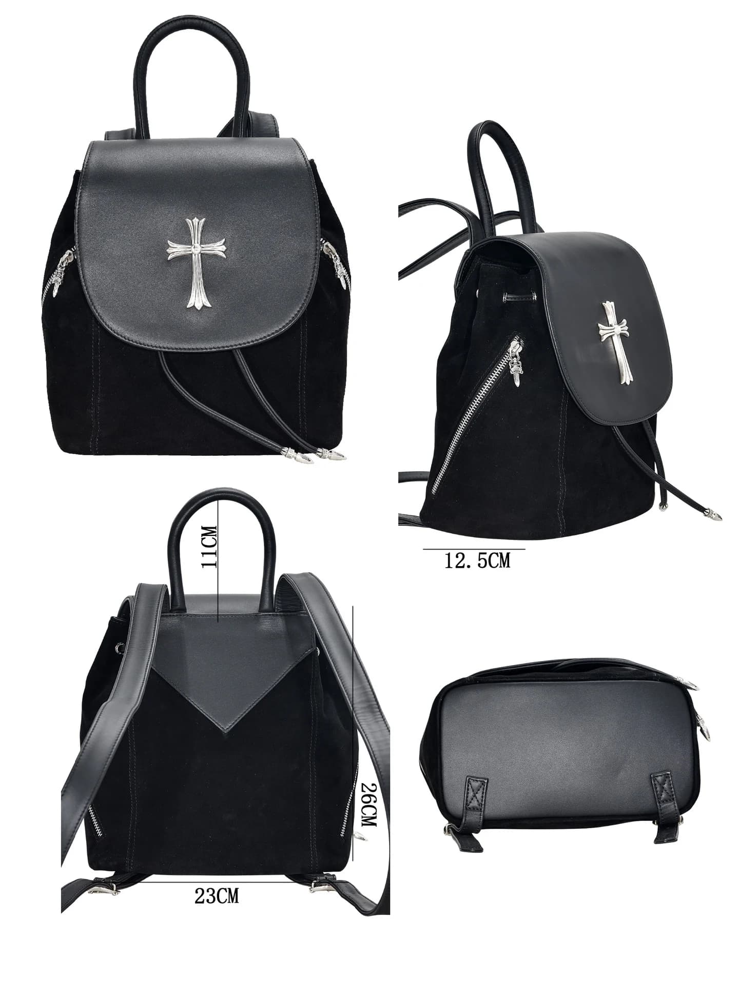 Черный замшевый рюкзак Chrome Hearts с крестом