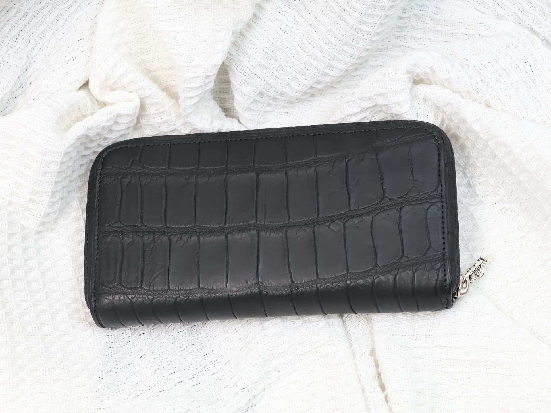 Длинный кошелек Chrome Hearts из кожи крокодила