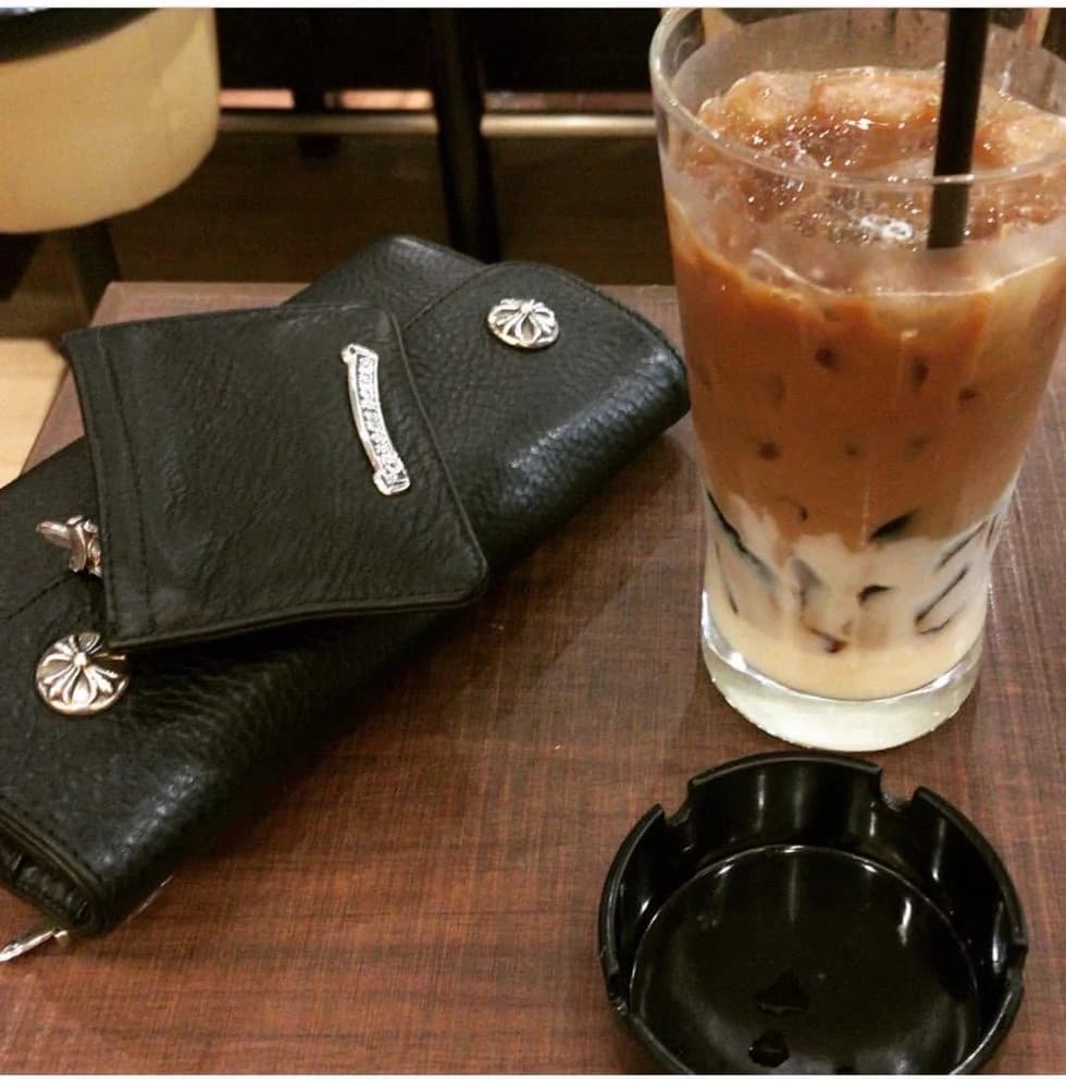 Черный кожаный картхолдер Chrome Hearts с серебром