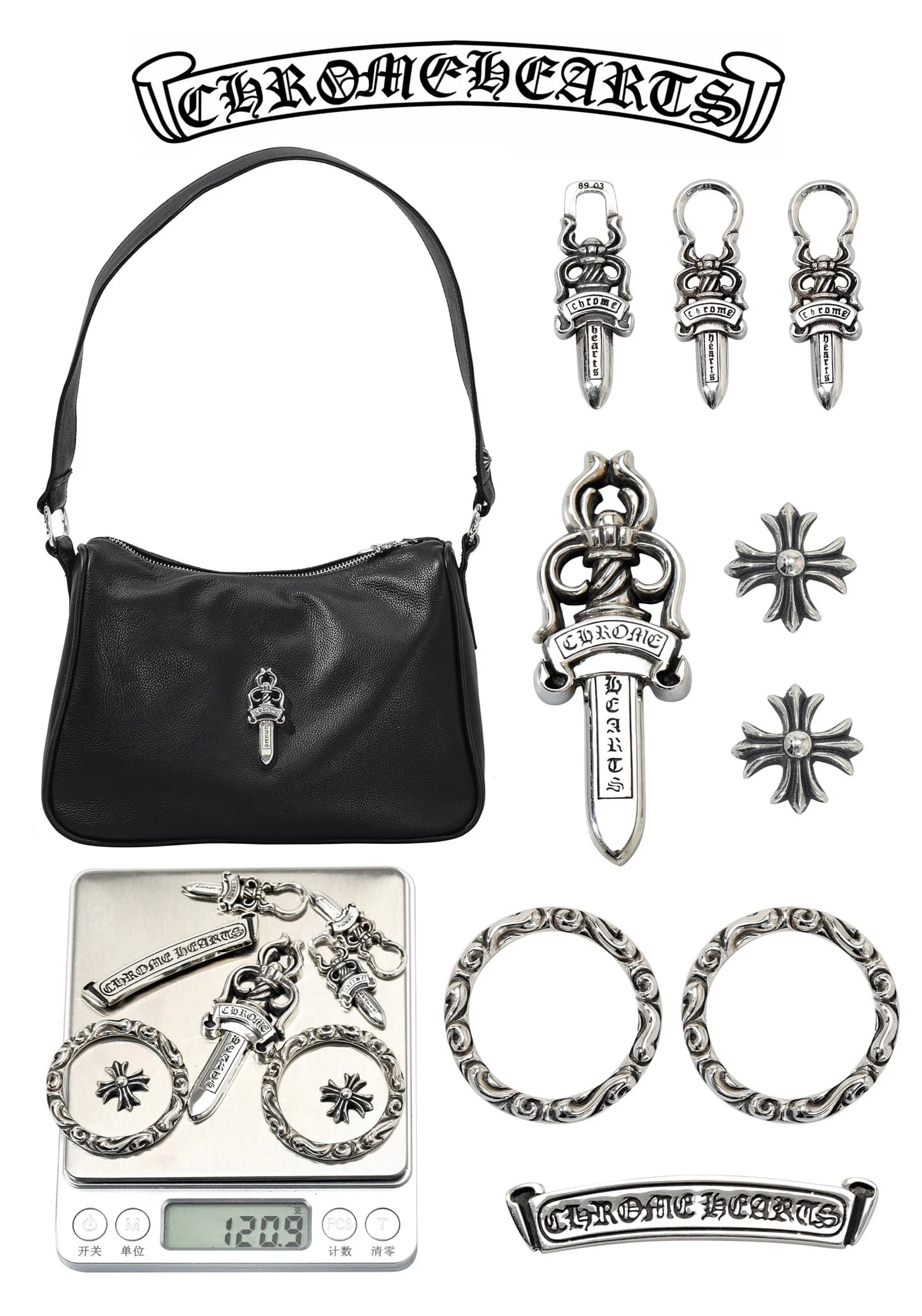 Вид спереди на сумку Chrome Hearts Dagger