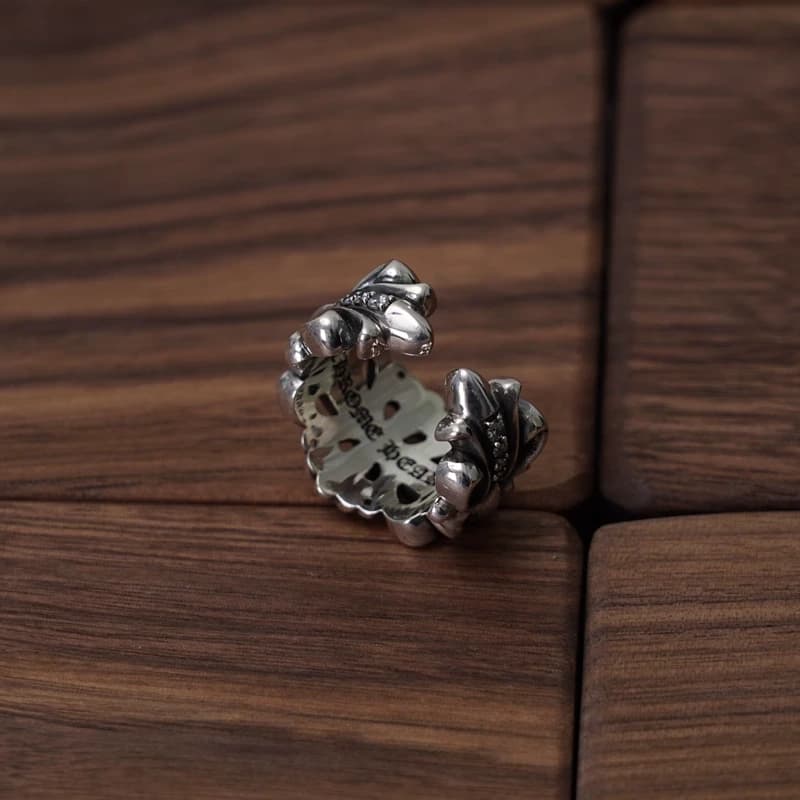 Серебряное кольцо Chrome Hearts Double Floral с фианитами