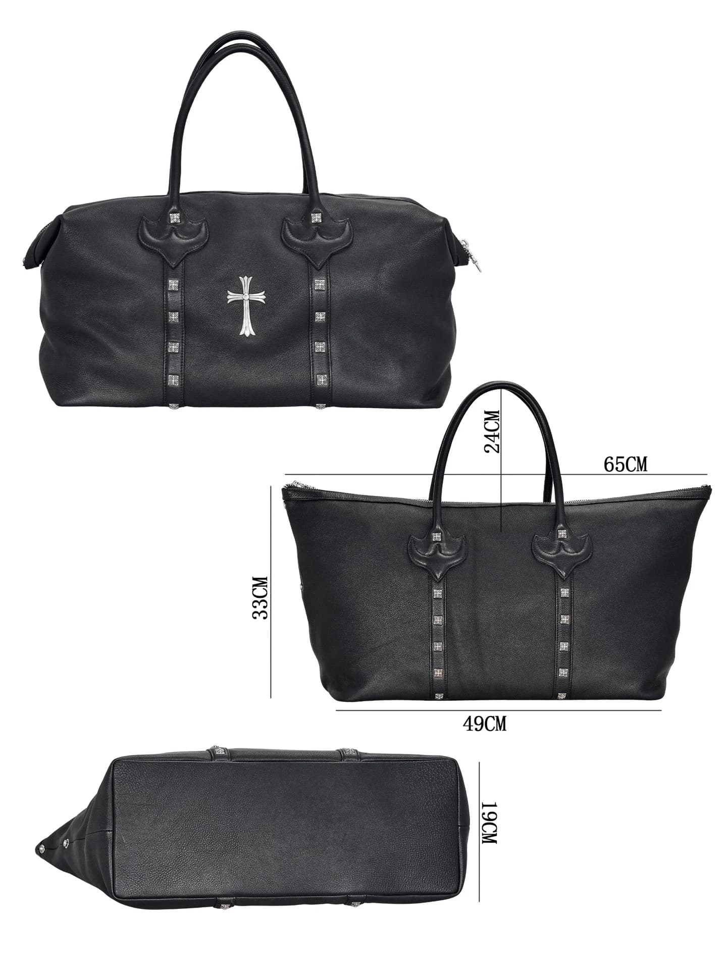 Черная кожаная дорожная сумка Chrome Hearts
