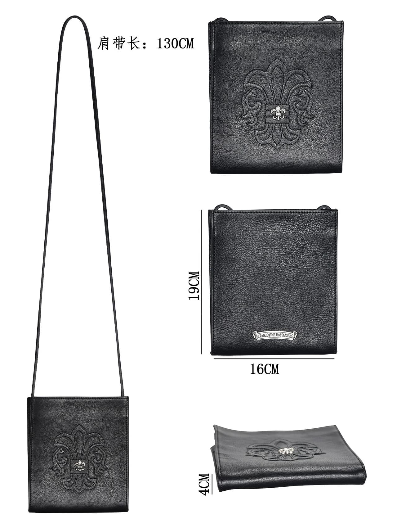 Черная кожаная сумка Chrome Hearts Fleur-de-lis
