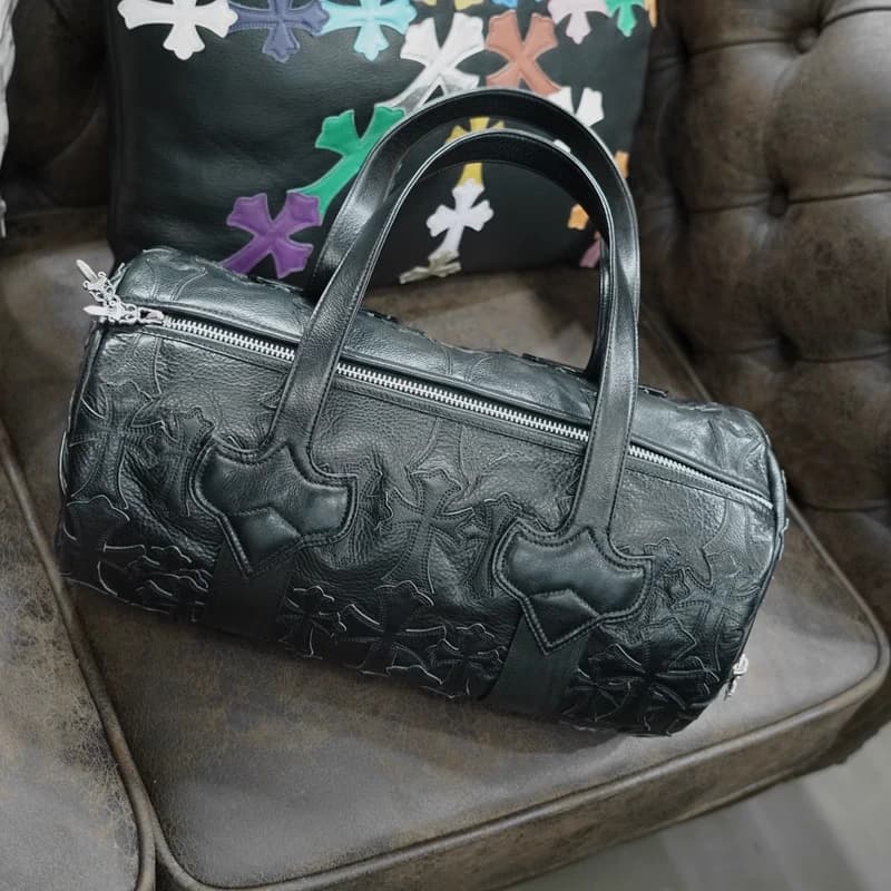 Черная кожаная дорожная сумка Chrome Hearts
